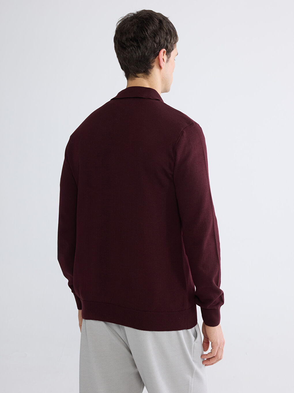 Mürdüm Polo Yaka Erkek Triko Kazak-3