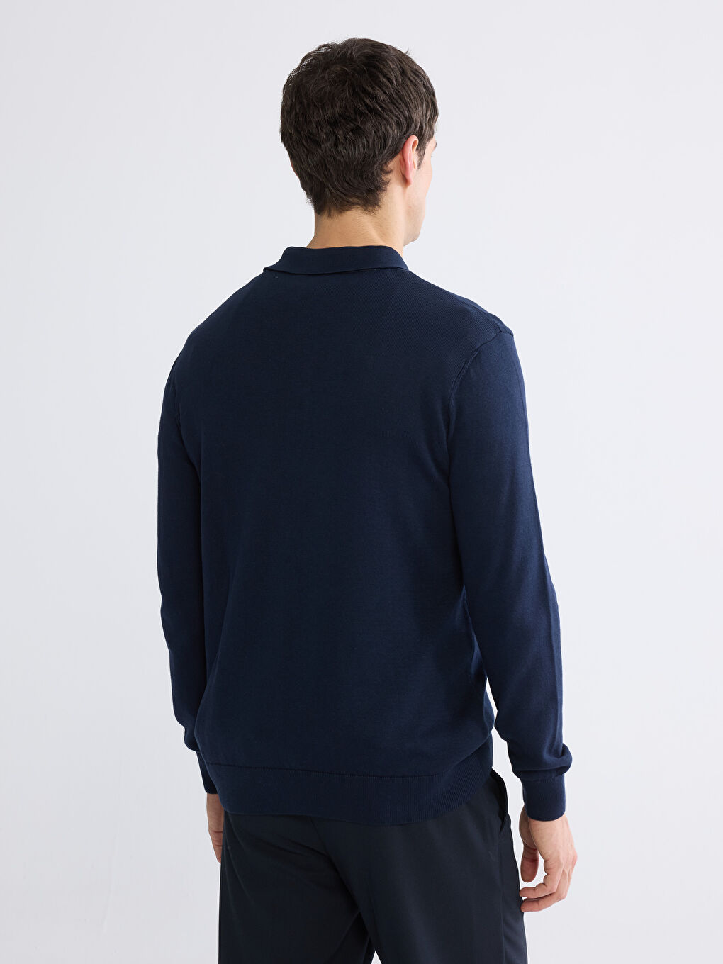 Lacivert Polo Yaka Erkek Triko Kazak-3