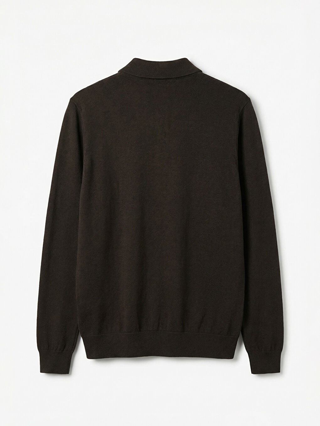 Kahverengi Polo Yaka Erkek Triko Kazak-5