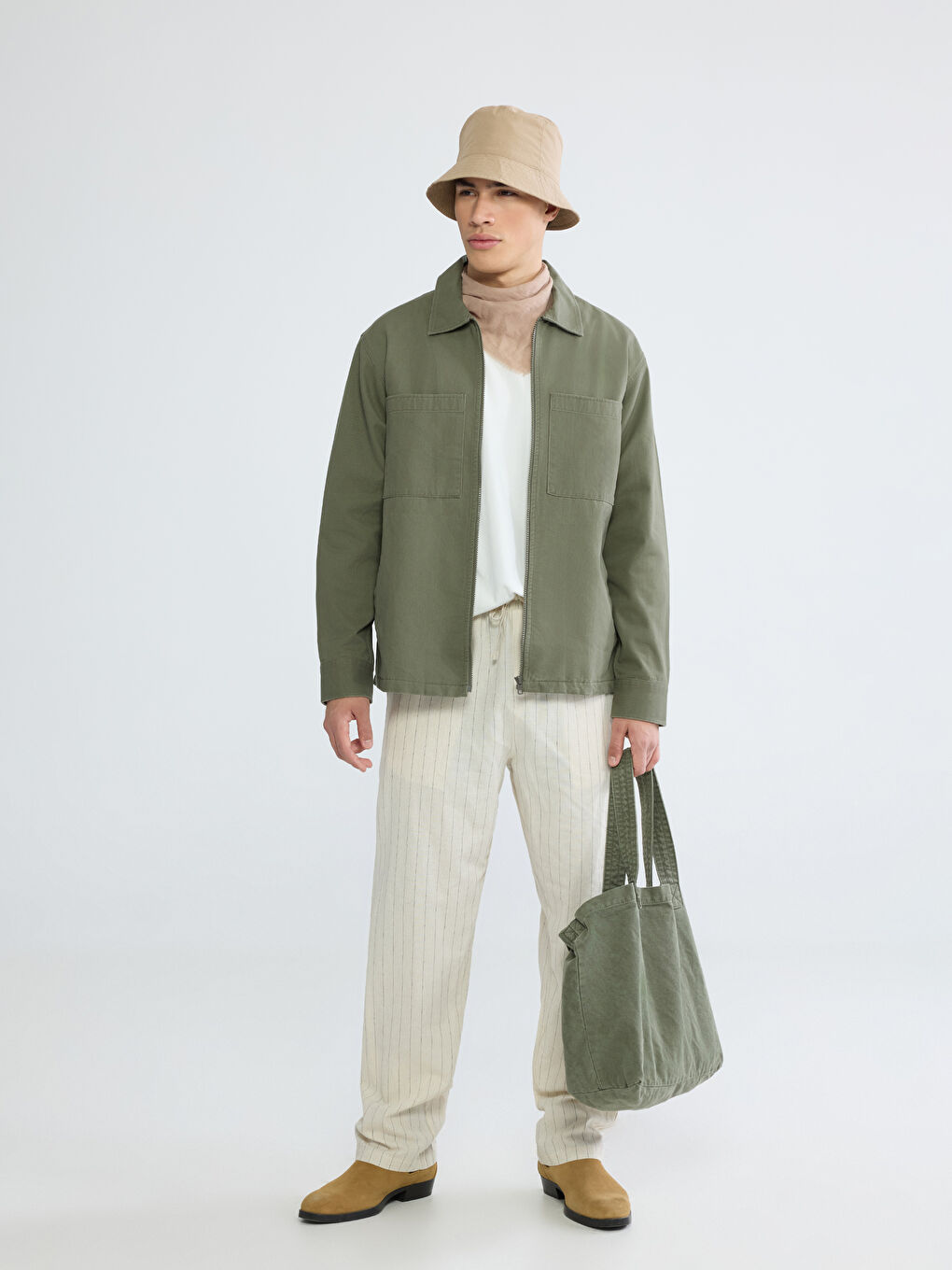 Relaxed Fit Twill Men's Shirt Jacket-1