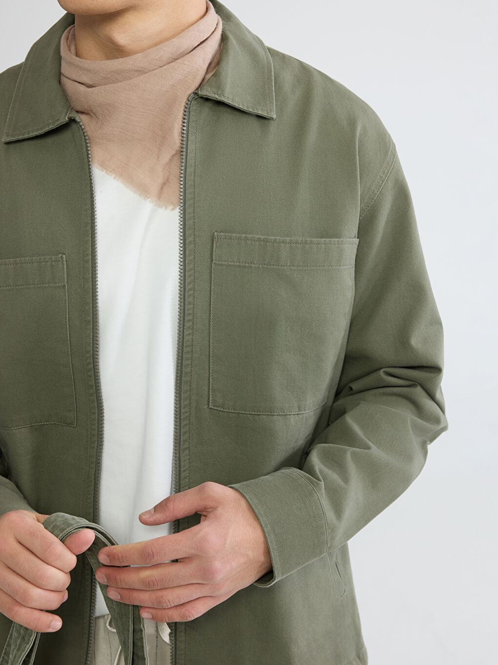 Relaxed Fit Twill Men's Shirt Jacket-2