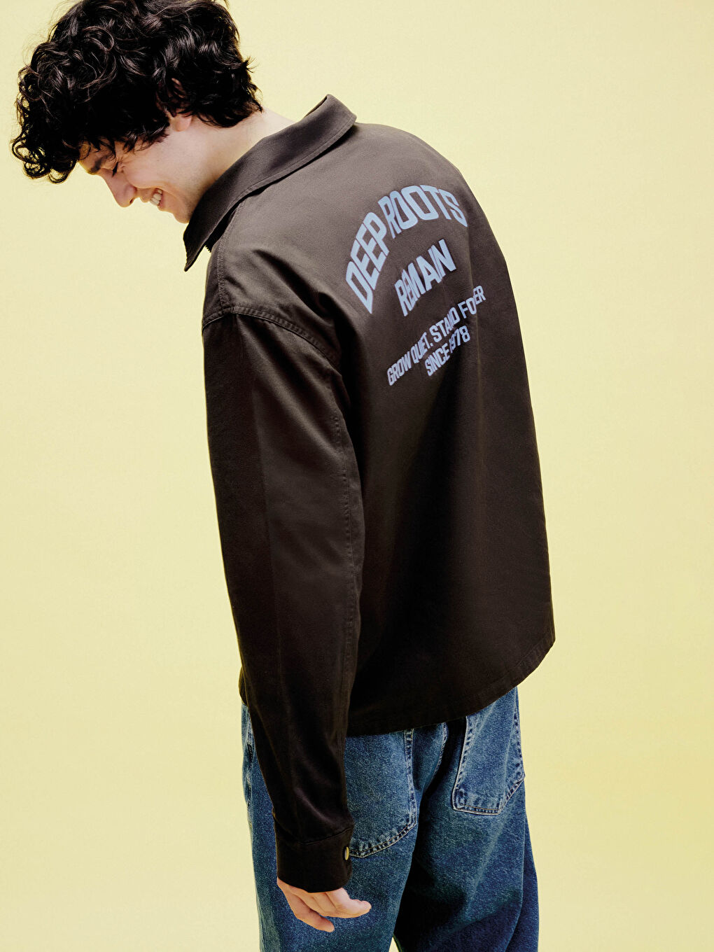 Kahverengi Rahat Kalıp Uzun Kollu Erkek Gömlek Ceket