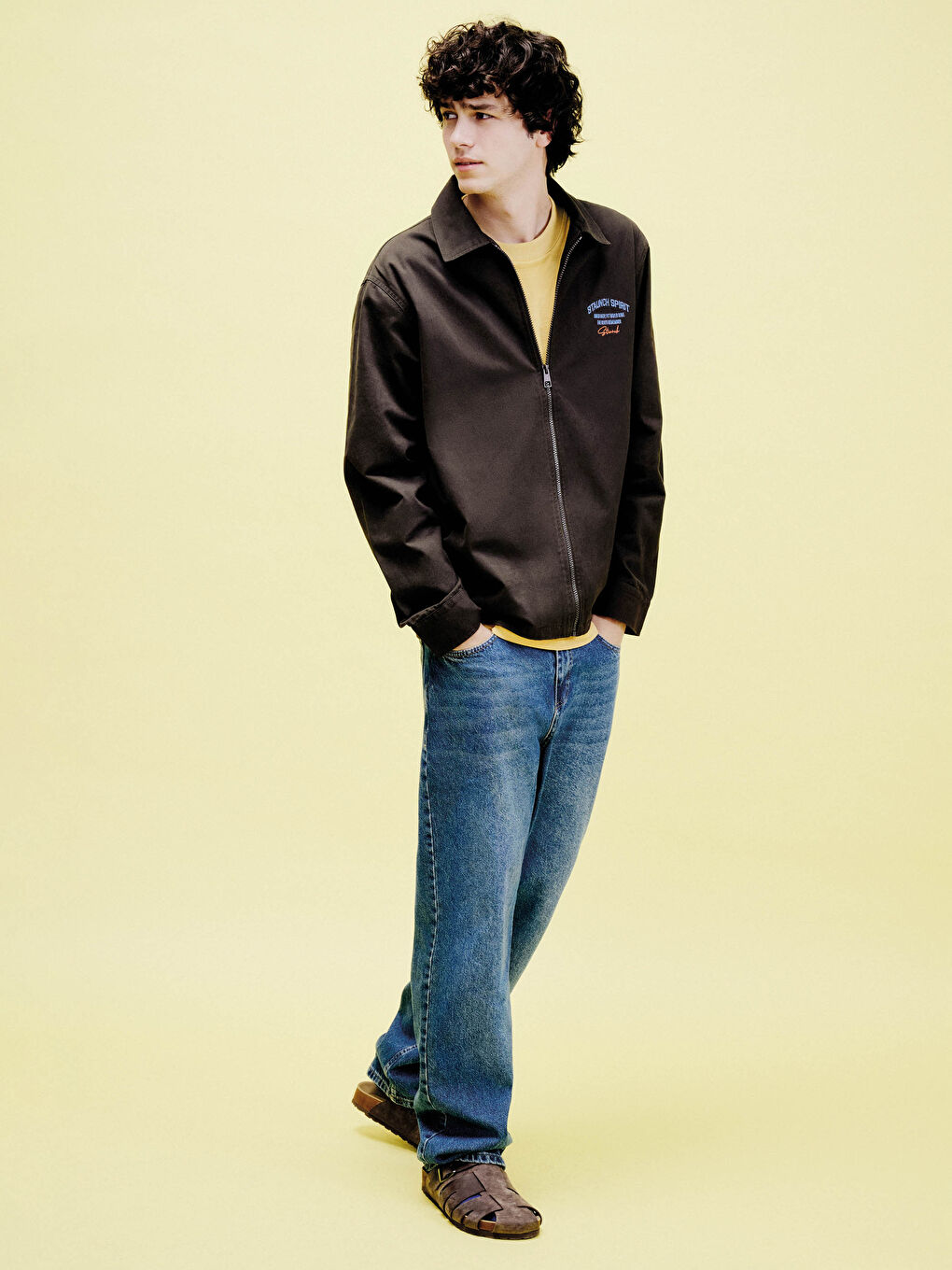 Kahverengi Rahat Kalıp Uzun Kollu Erkek Gömlek Ceket-1