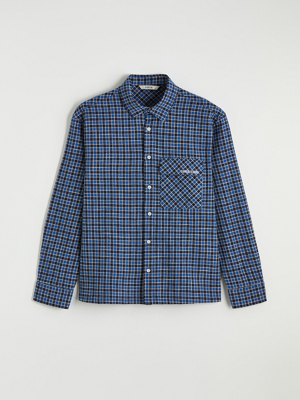 Mavi Loose Fit Ekose Erkek Gömlek-4