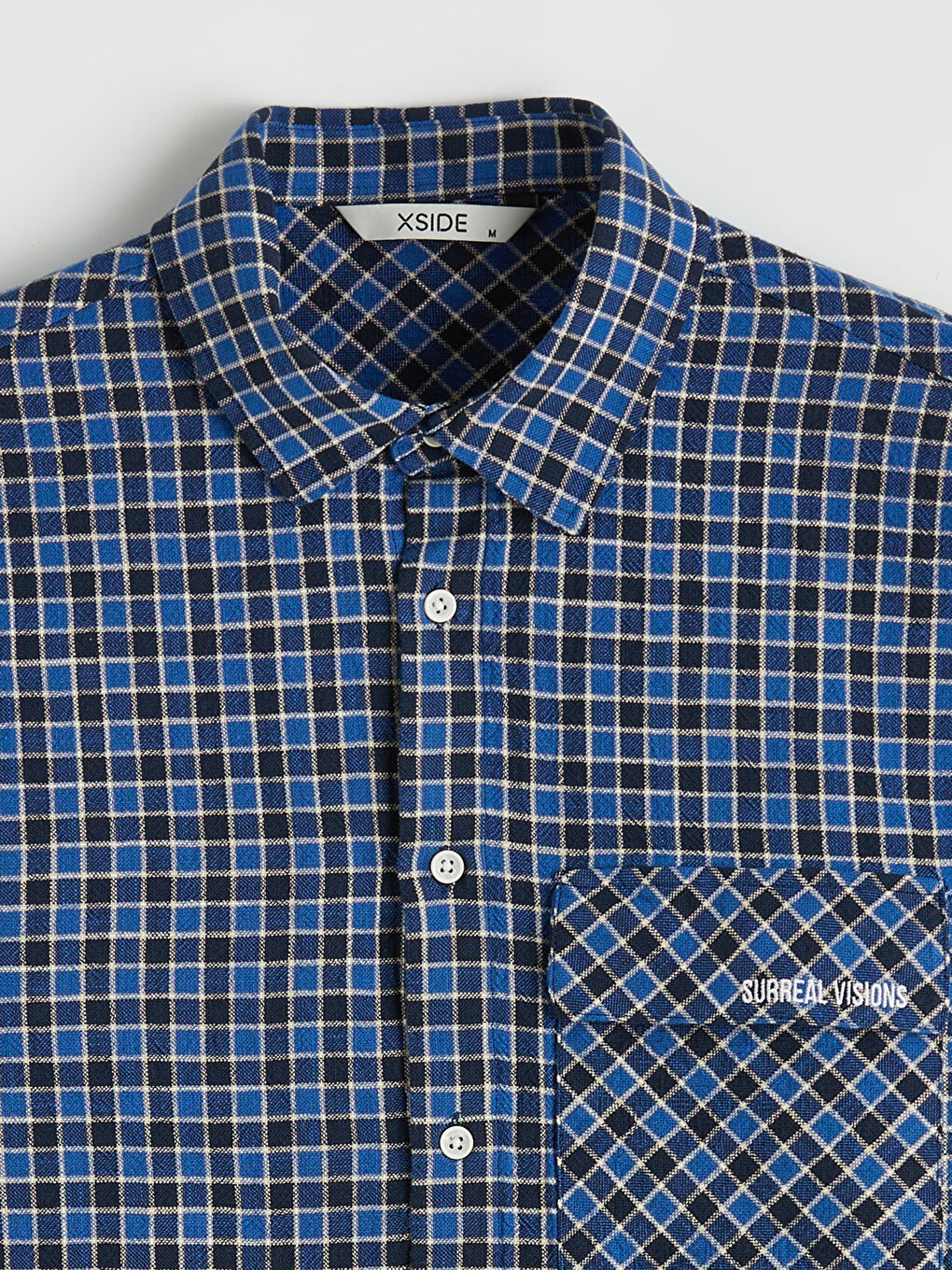 Mavi Loose Fit Ekose Erkek Gömlek-5