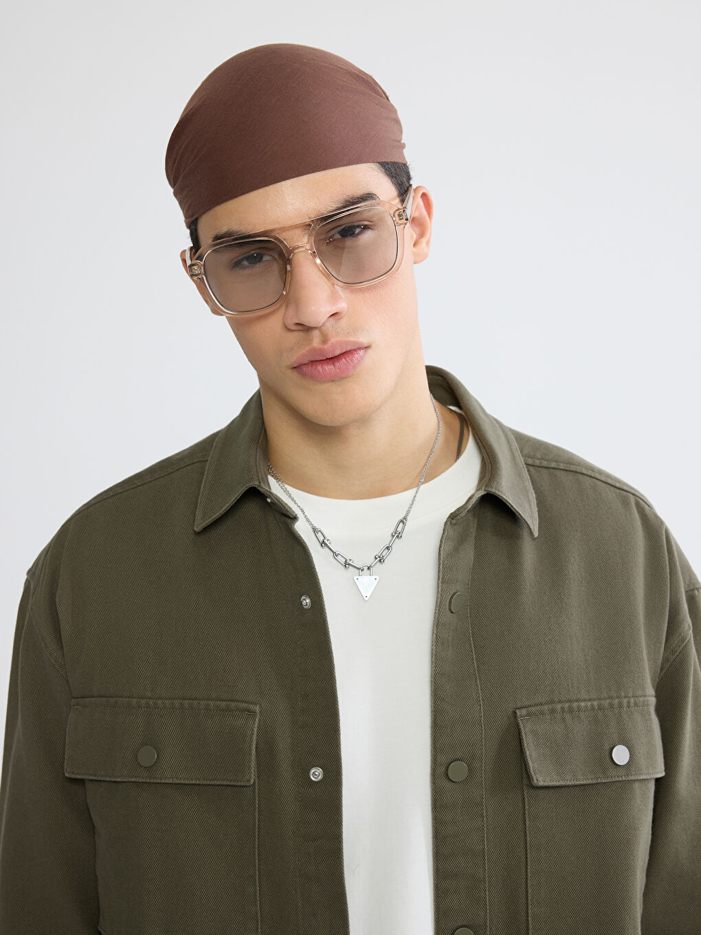 Мужская свободная верхняя рубашка из габардина-2