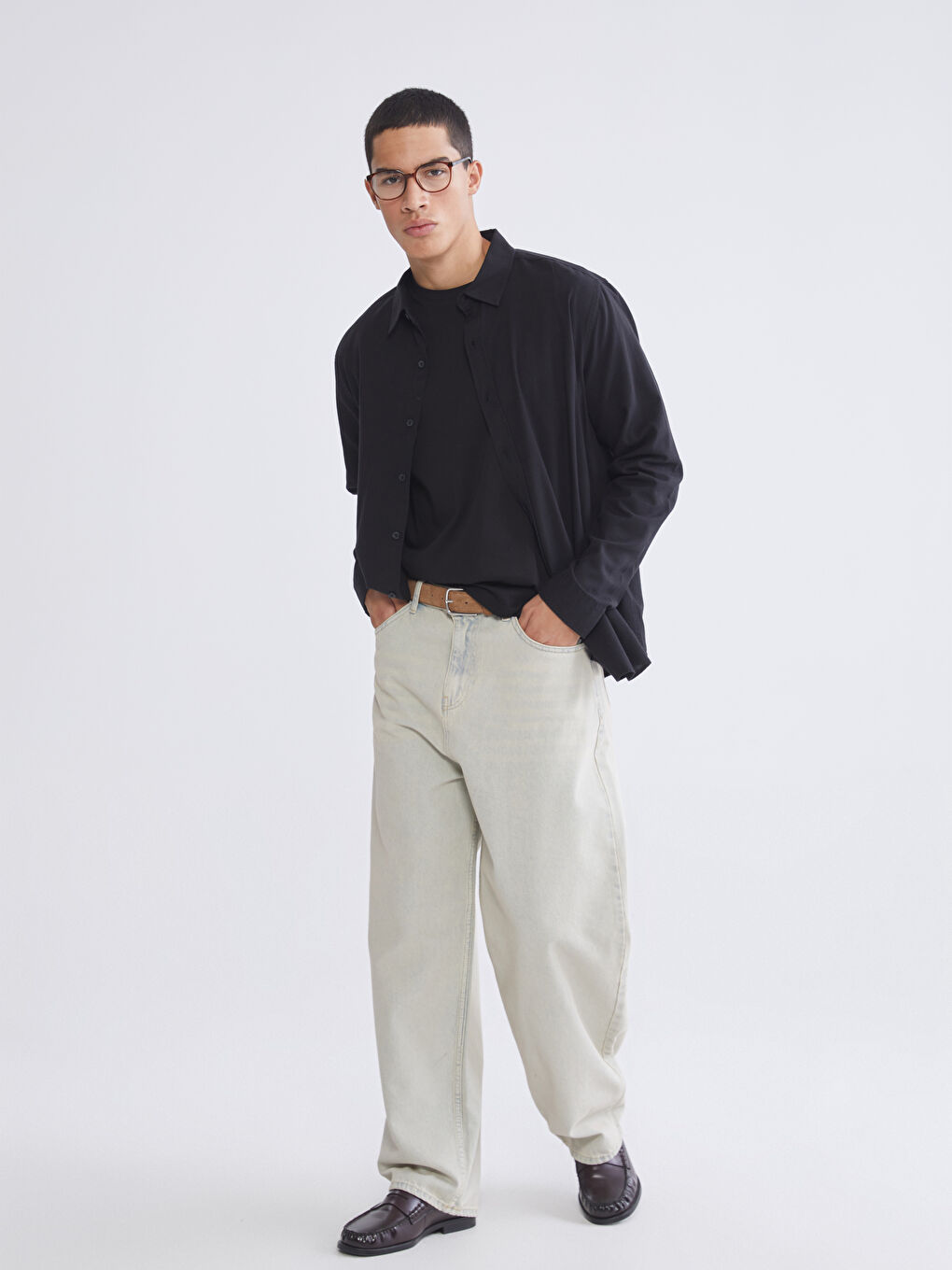 Siyah Regular Fit Gabardin Erkek Gömlek-1