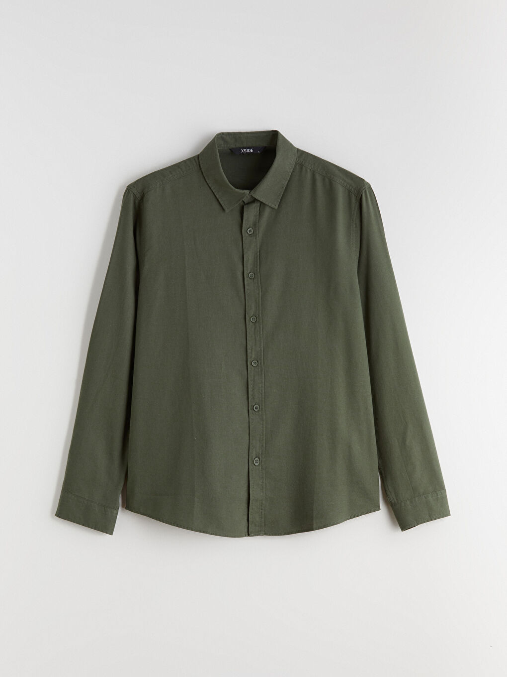 Haki Regular Fit Gabardin Erkek Gömlek-4