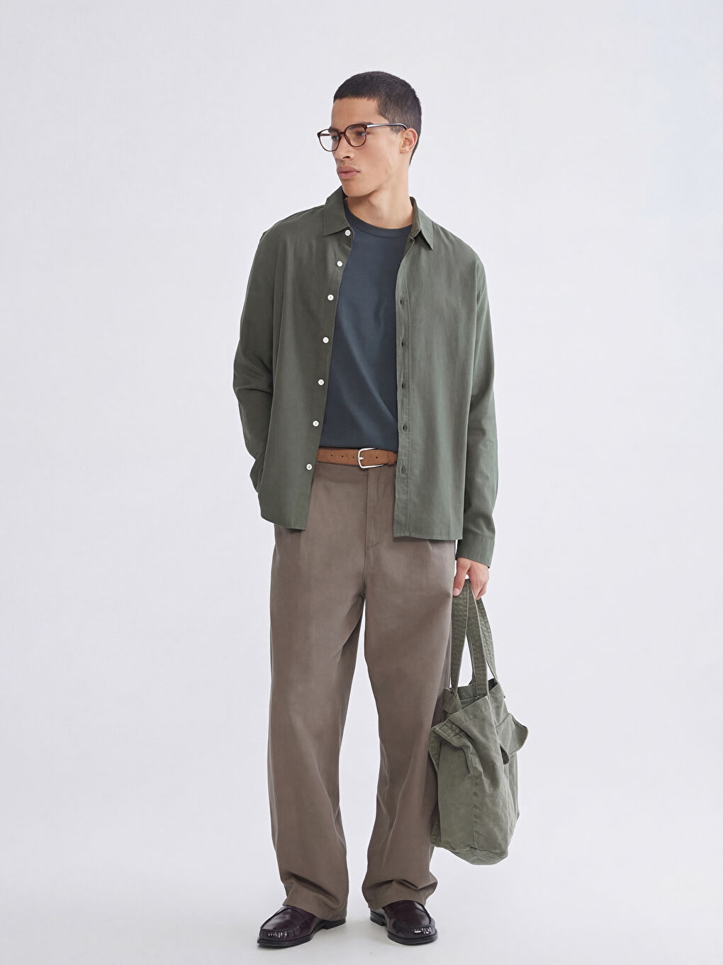 Κανονική Εφαρμογή Πουκάμισο Γκαμπαρντίνα για Άνδρες-1