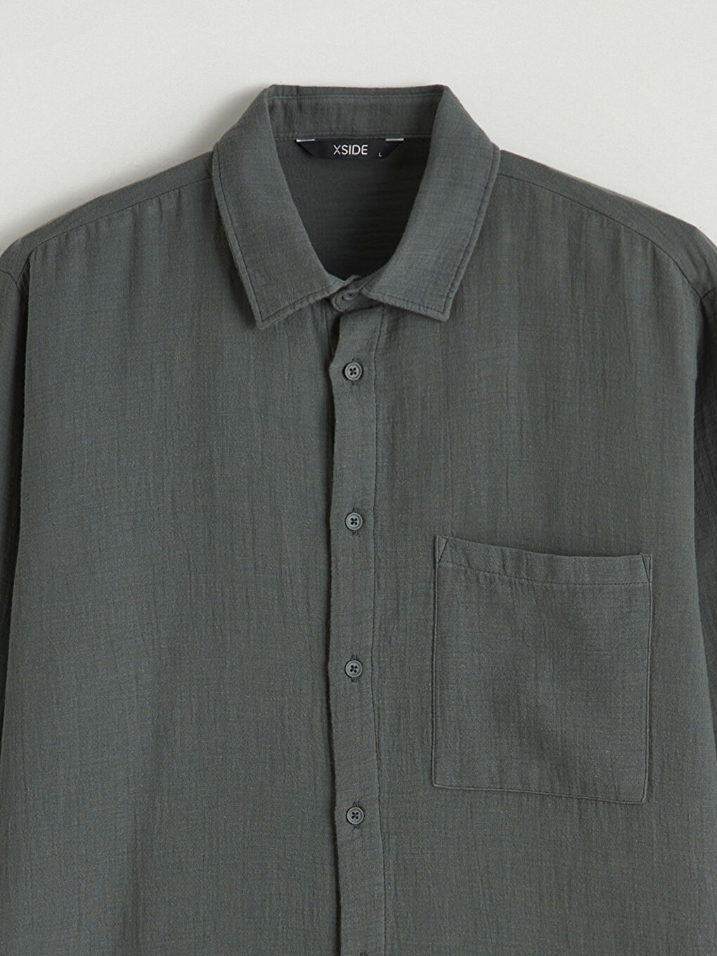 Yeşil Regular Fit Müslin Erkek Gömlek-5