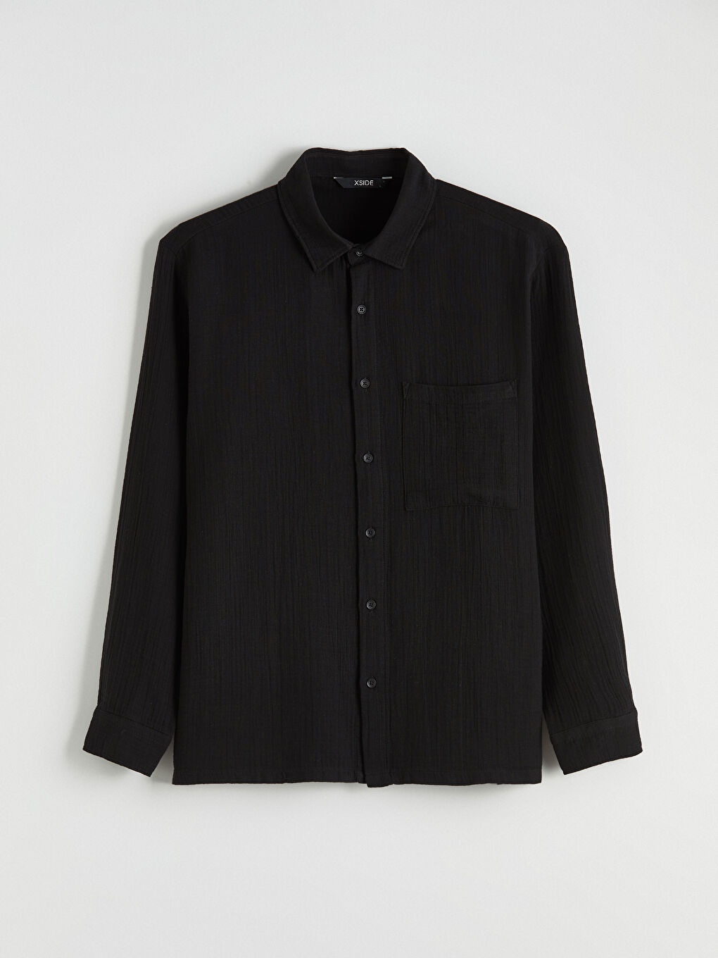 Siyah Regular Fit Müslin Erkek Gömlek-4