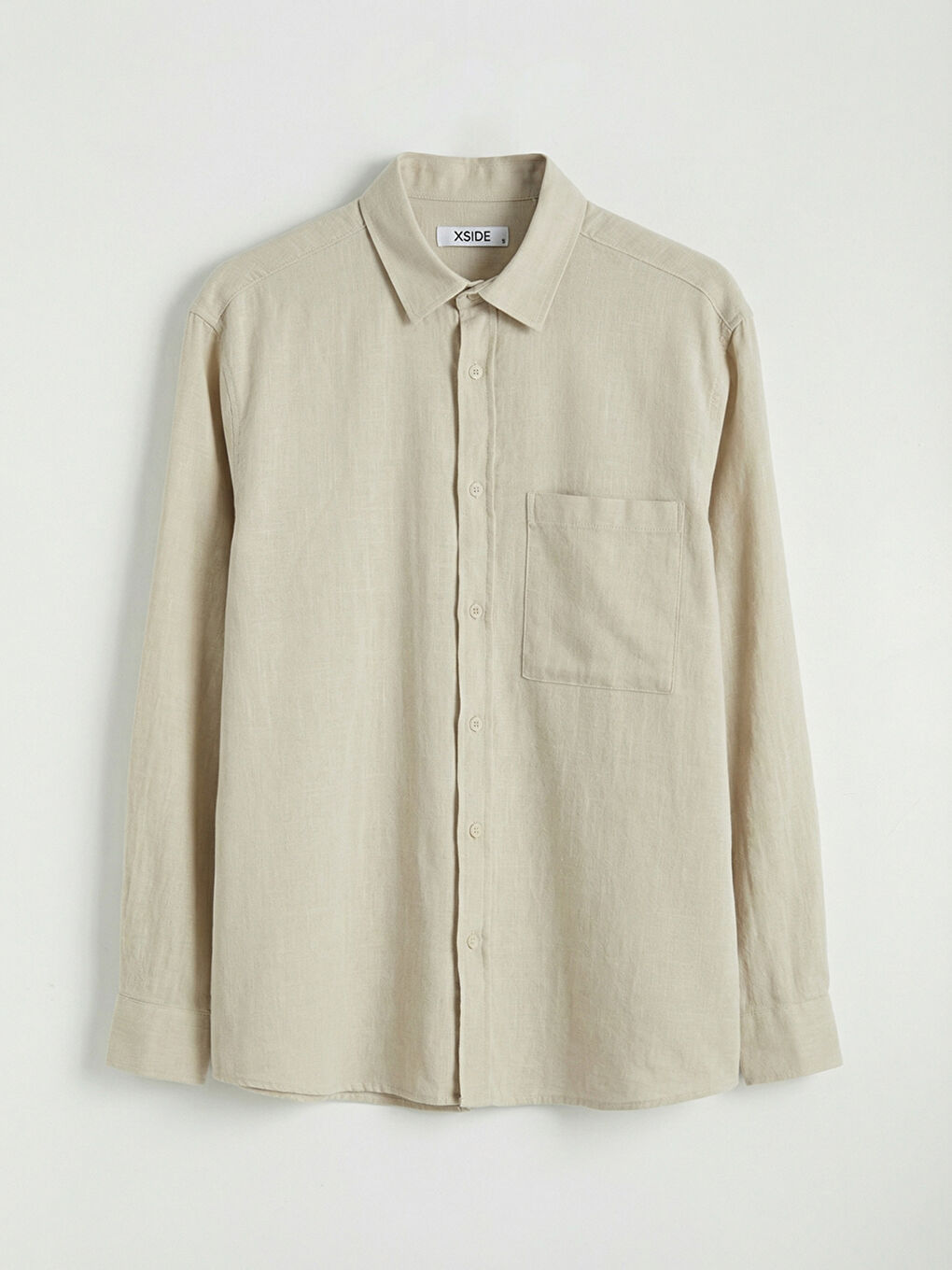 Gri Regular Fit Erkek Keten Görünümlü Gömlek