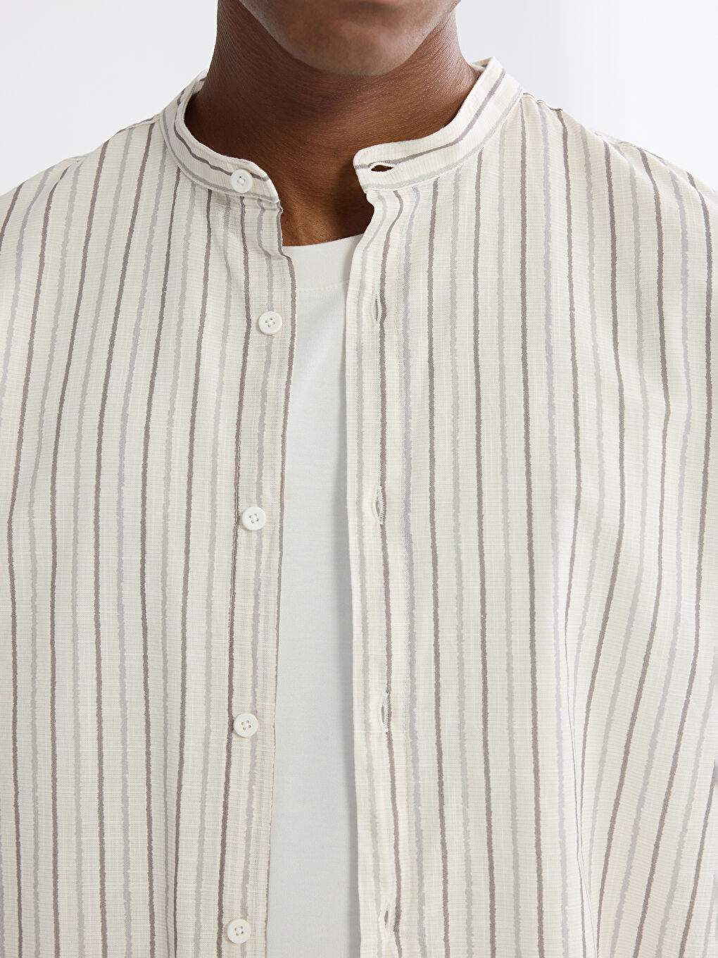 Bej  Regular Fit Hakim Yaka Poplin Erkek Gömlek-2