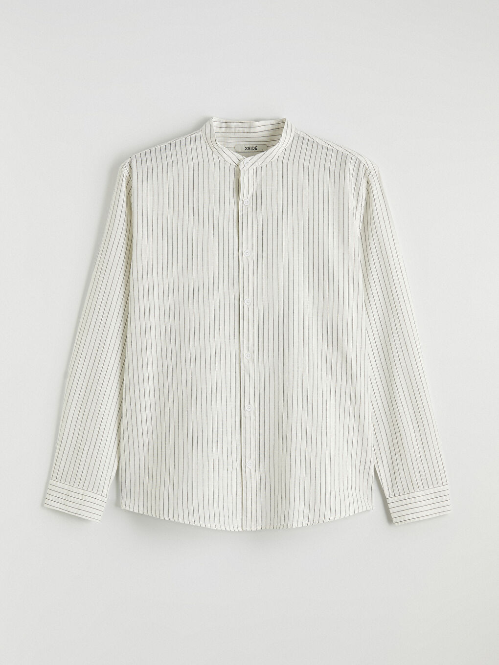 Regular Fit Grandad Collar Popeline Herrenhemd-4