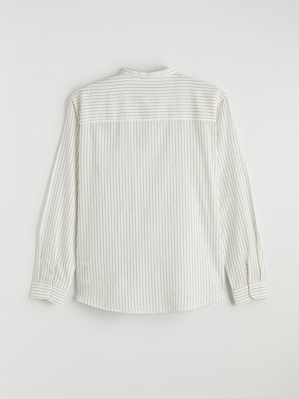 Regular Fit Grandad Collar Popeline Herrenhemd-6