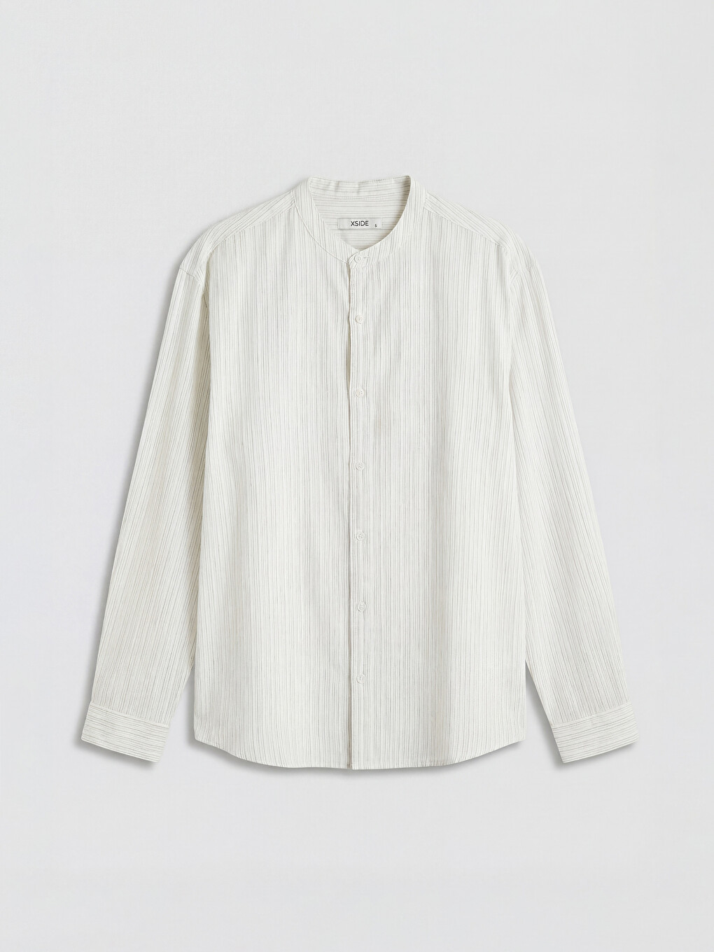 Regular Fit Grandad Collar Poplin Men's Shirt-3