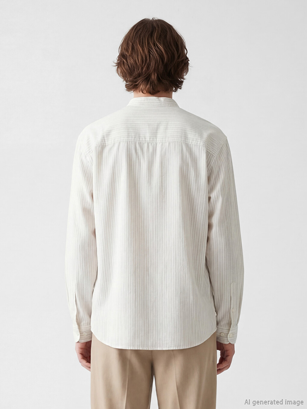 Regular Fit Grandad Collar Poplin Men's Shirt-2