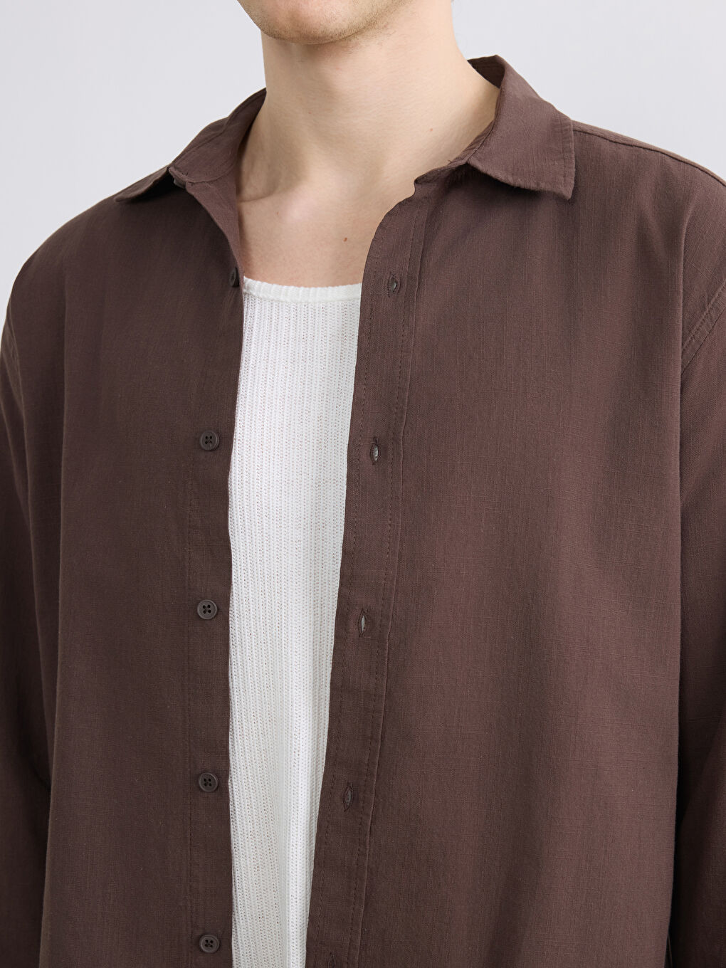 Kahverengi Regular Fit Poplin Erkek Gömlek-2