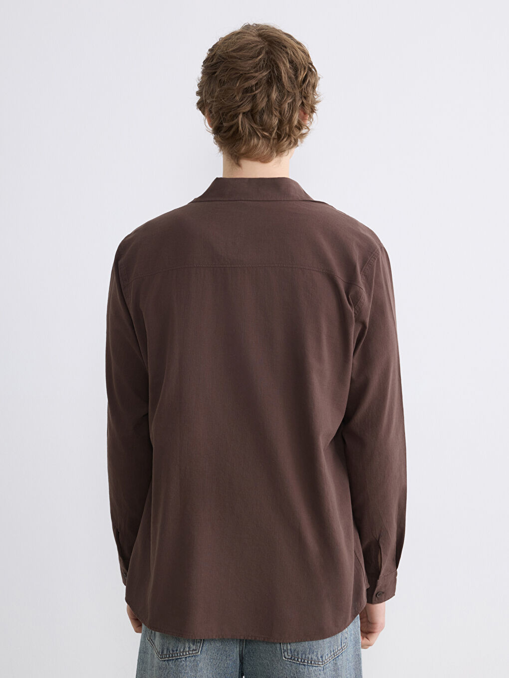 Kahverengi Regular Fit Poplin Erkek Gömlek-3