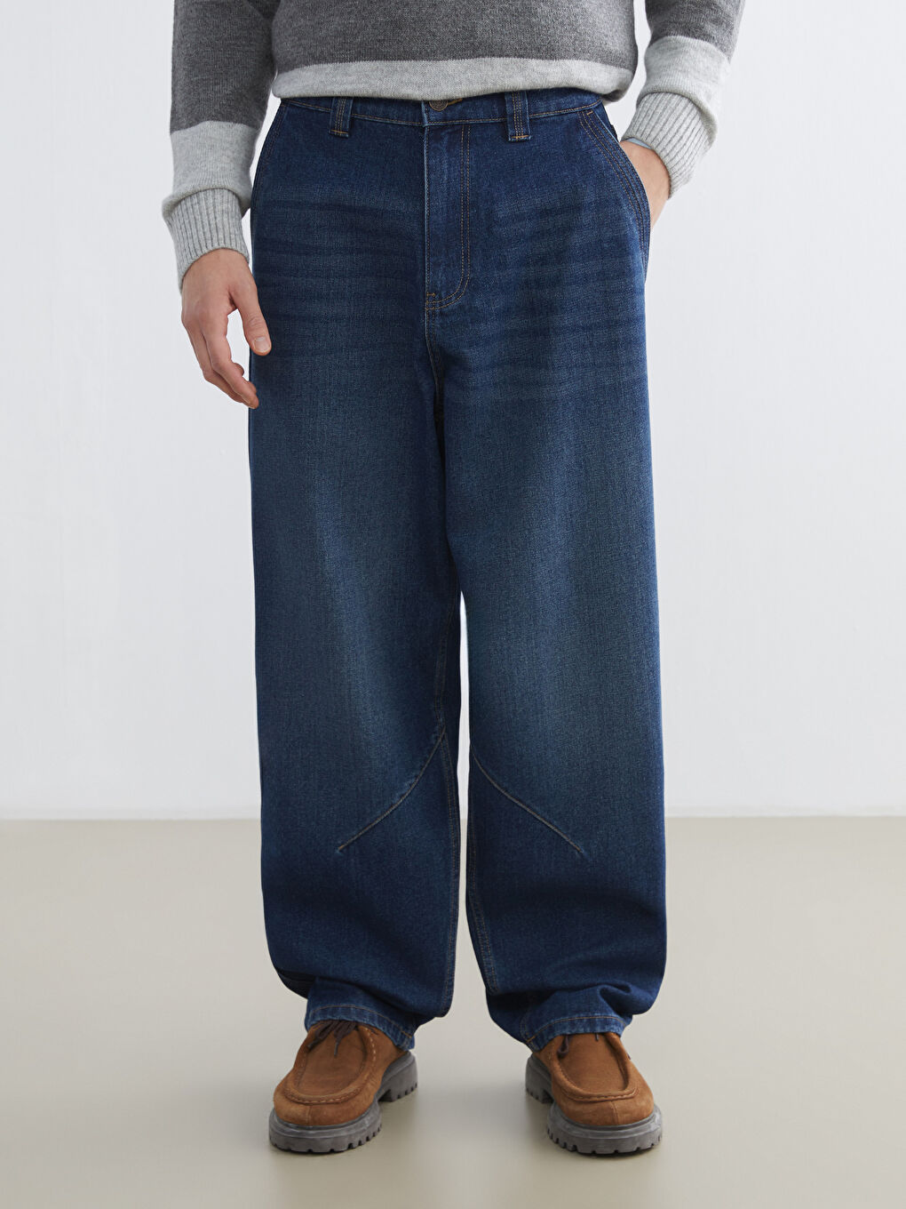 Мужчины Индиго Джинсы-1