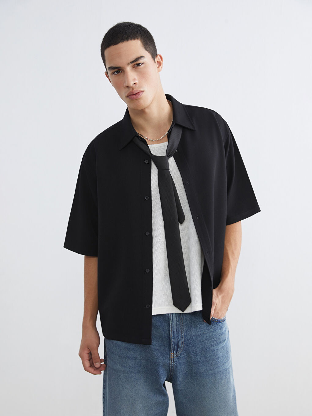 Relaxed Fit Gabardine Men's Shirt