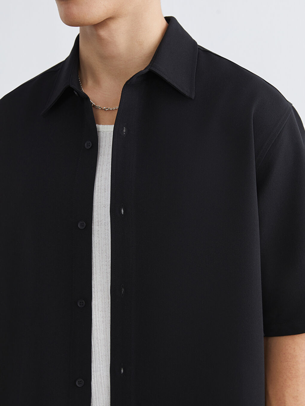 Relaxed Fit Gabardine Men's Shirt-2