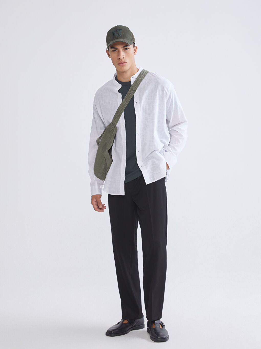 Beyaz Regular Fit Poplin Erkek Gömlek-1