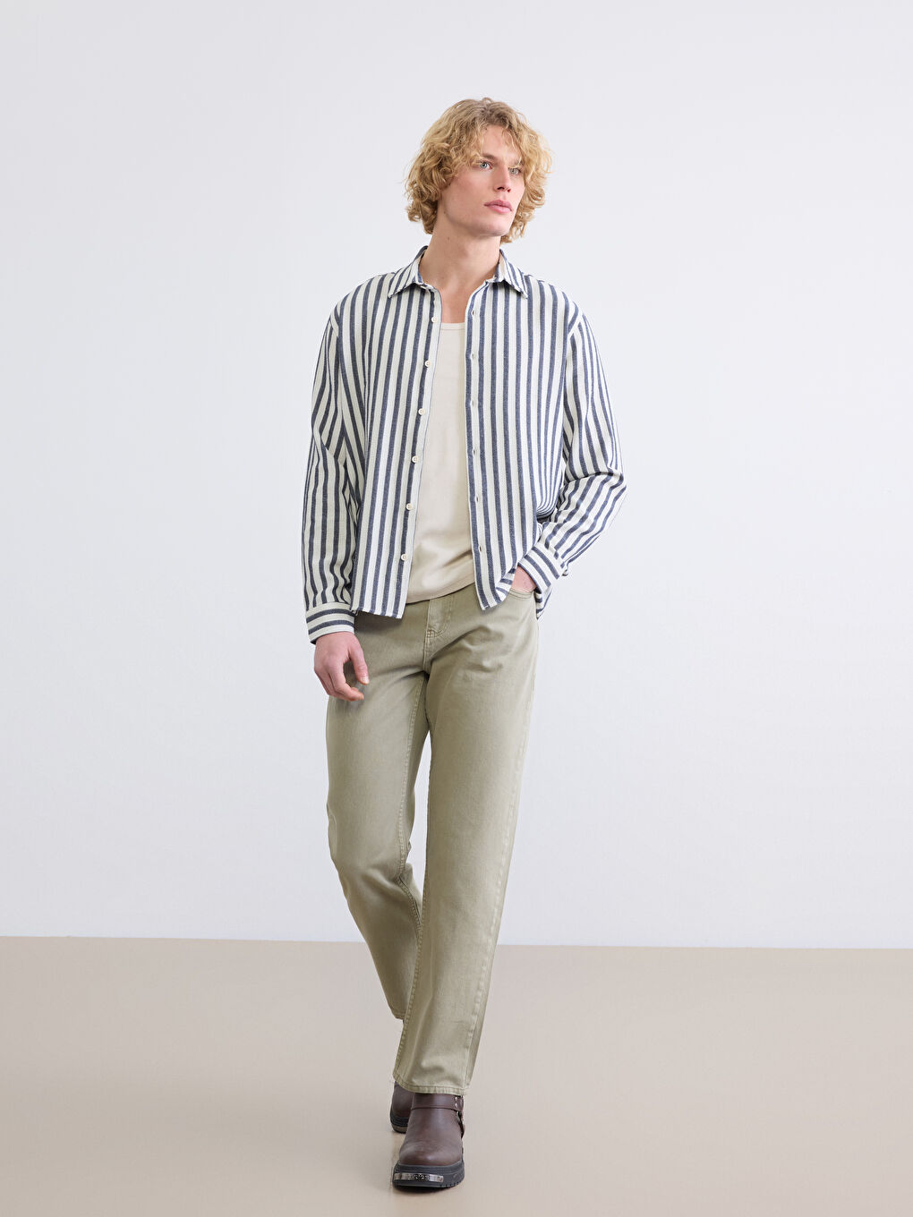 Regular Fit Striped Dobby Men's Shirt-1