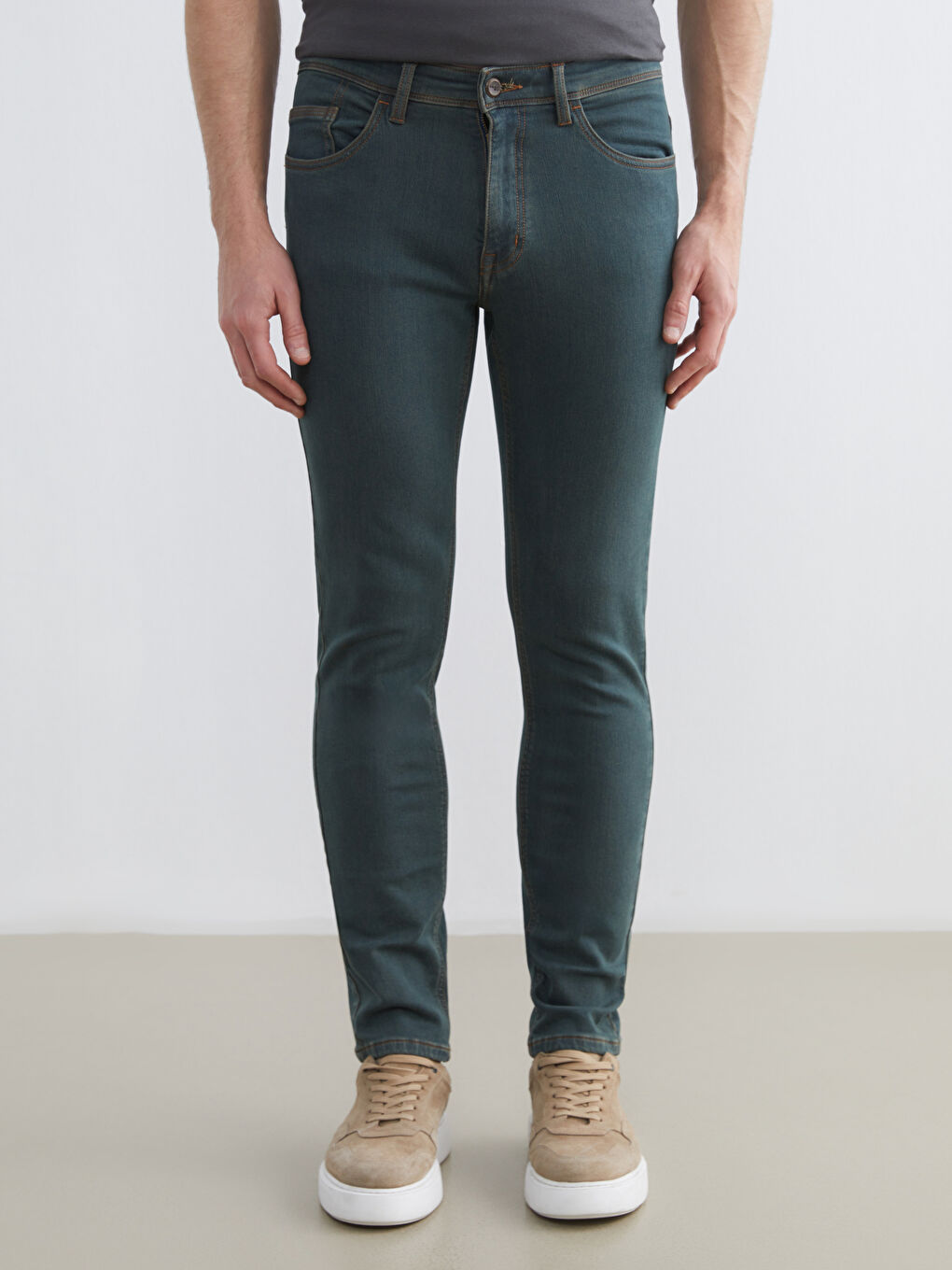 Мужчины Зелёный Джинсы-1