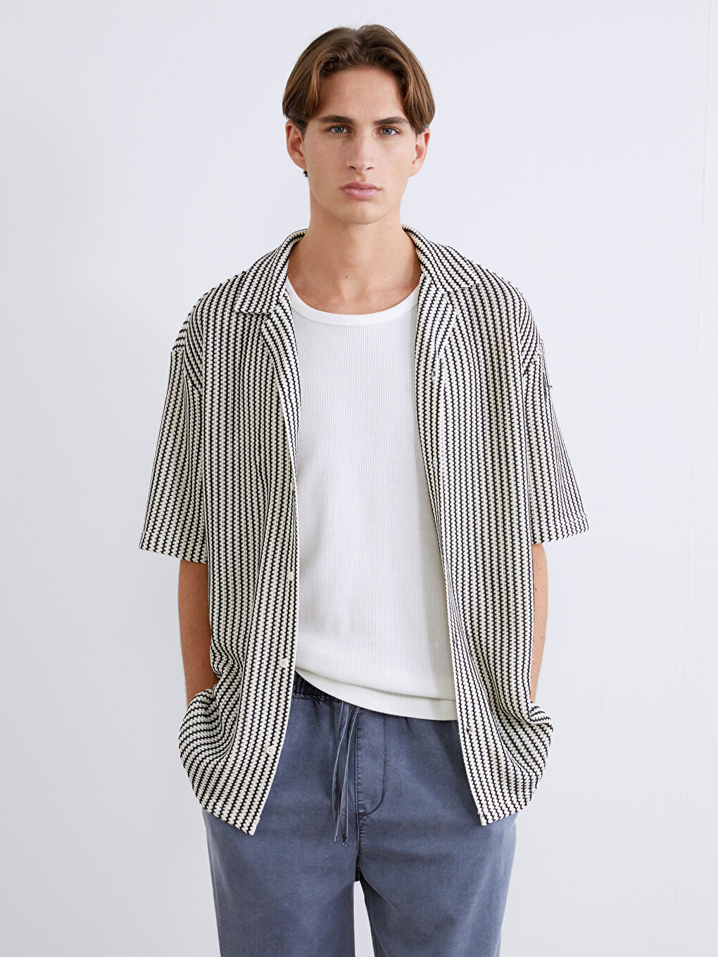 Loose Fit Striped Men's Shirt
