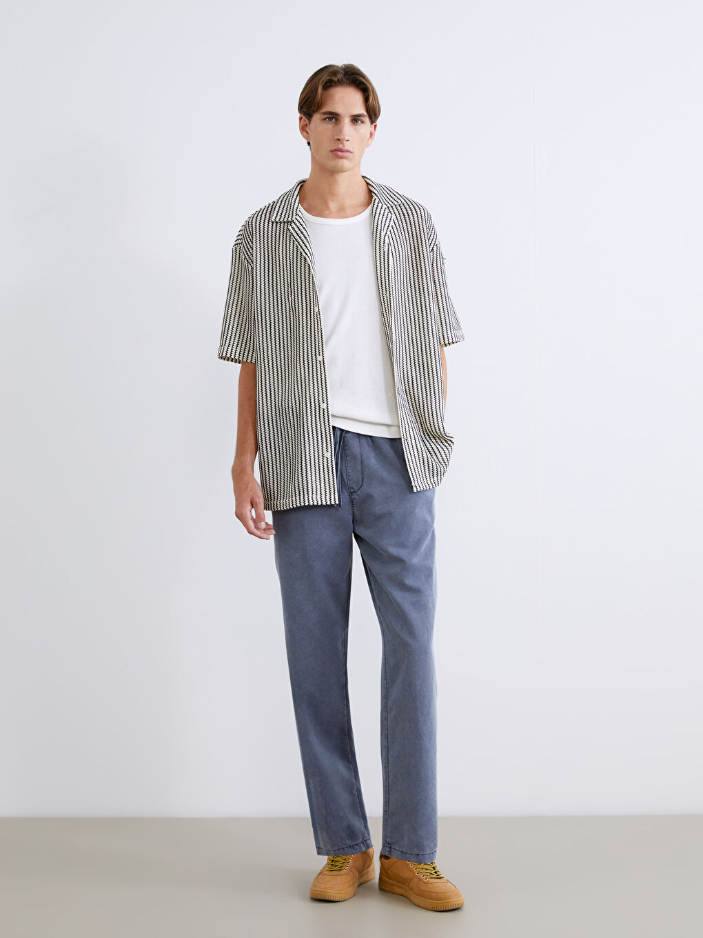 Loose Fit Striped Men's Shirt-1