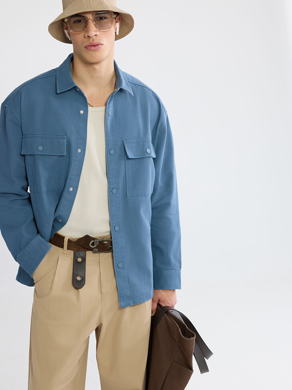 Мужчины Индиго Верхняя рубашка
