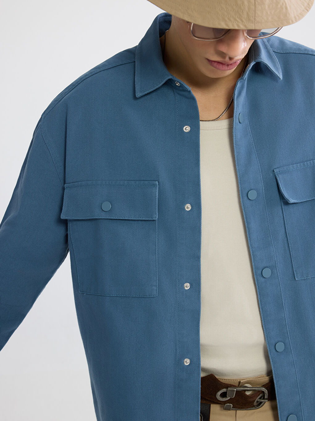 Мужчины Индиго Верхняя рубашка-2