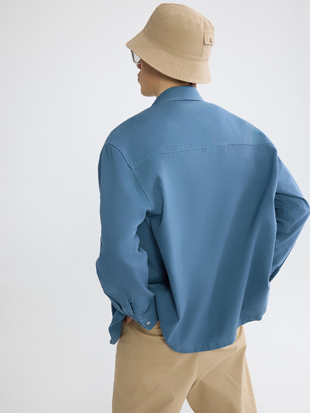 Мужчины Индиго Верхняя рубашка-3