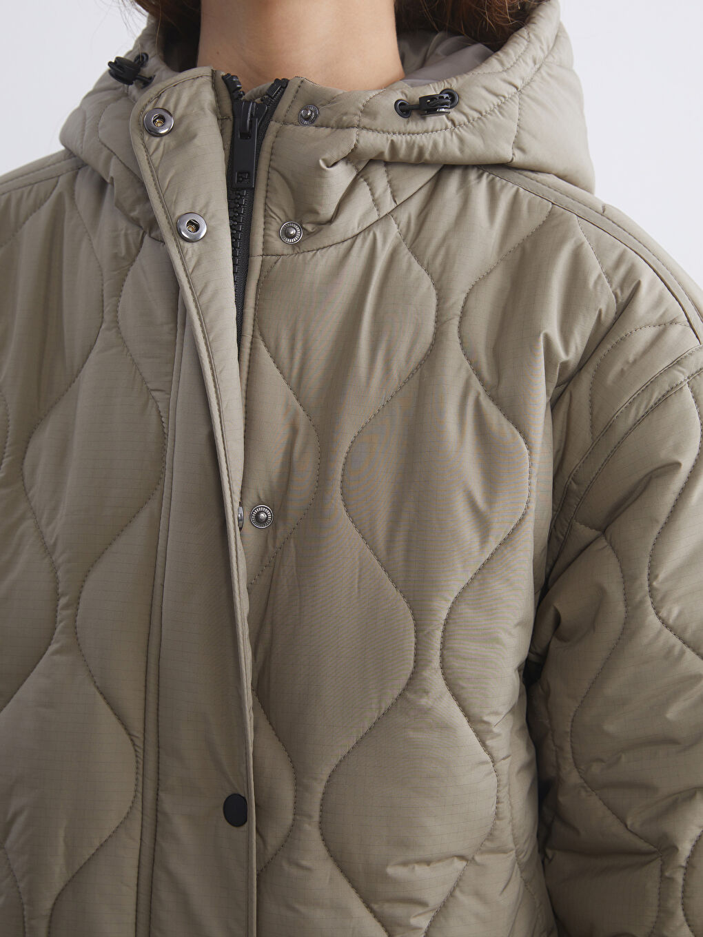 Woman KHAKI Puffer Coat-2