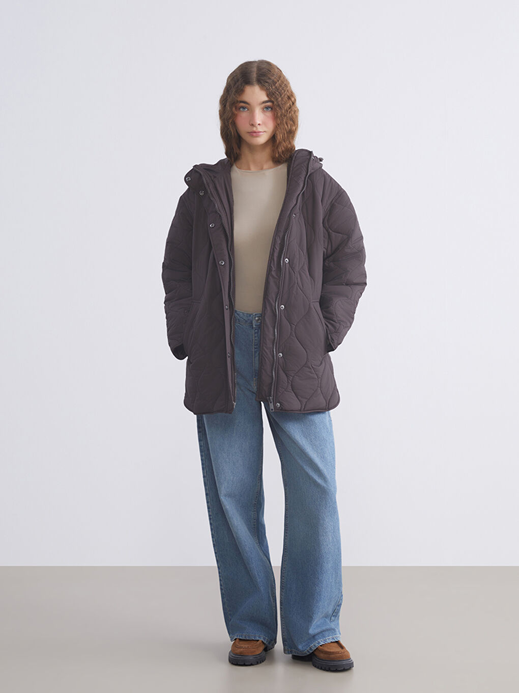 Woman BROWN Puffer Coat-1