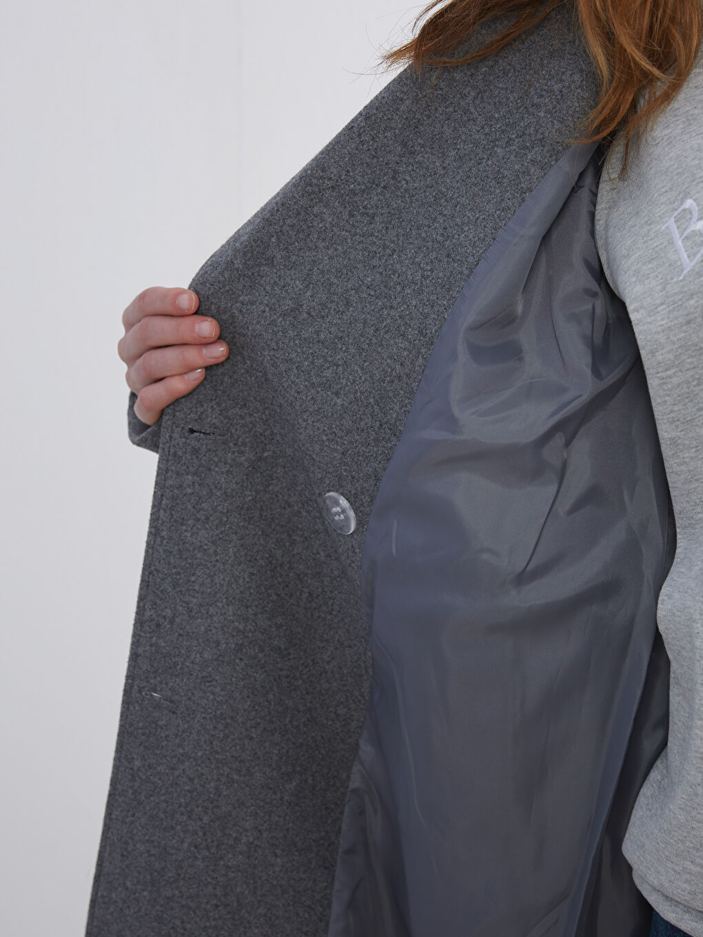 Woman GREY Wool Blended Overcoat-3