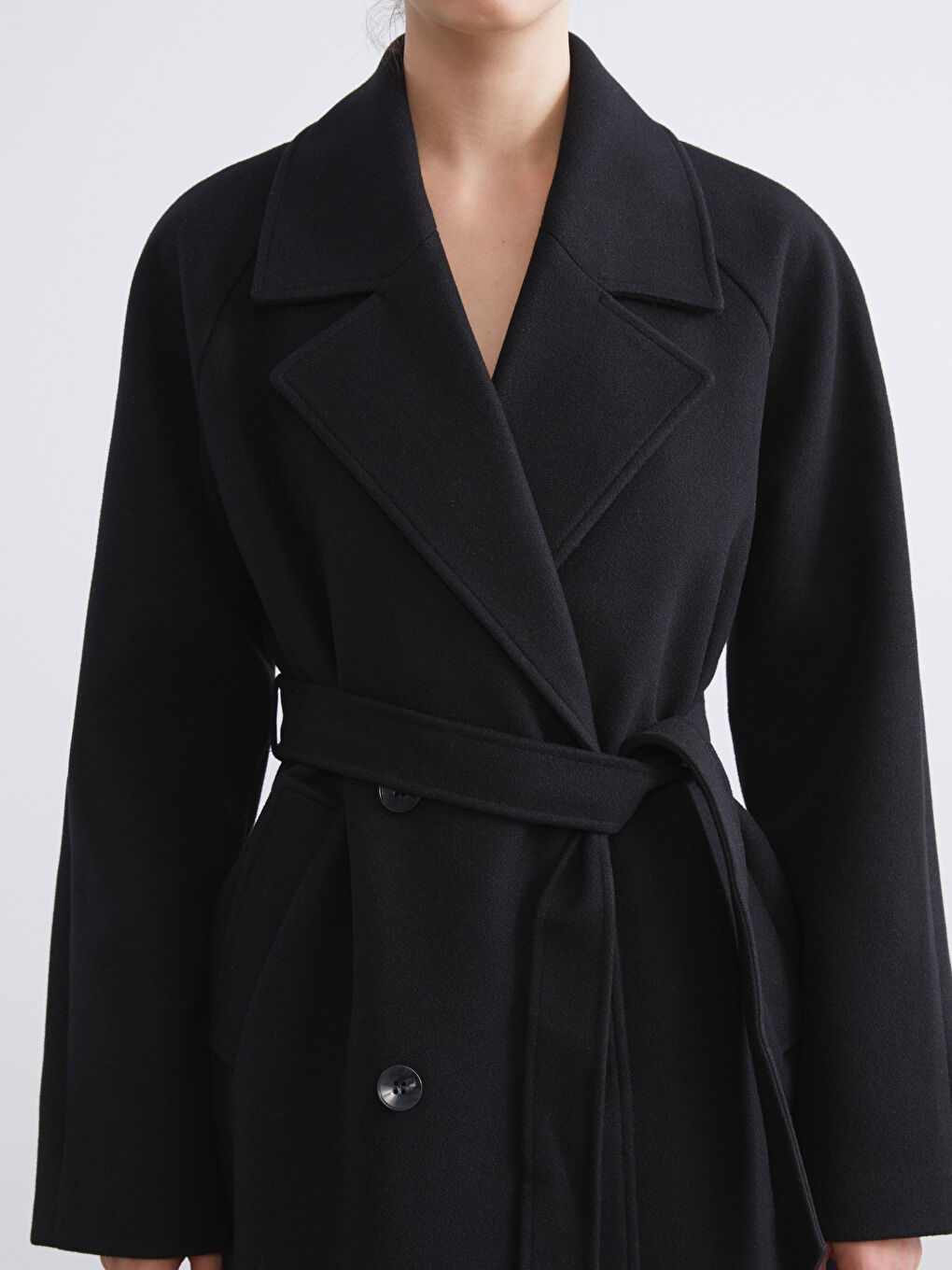 CRNA Kaput od mešavine vune Žena-2