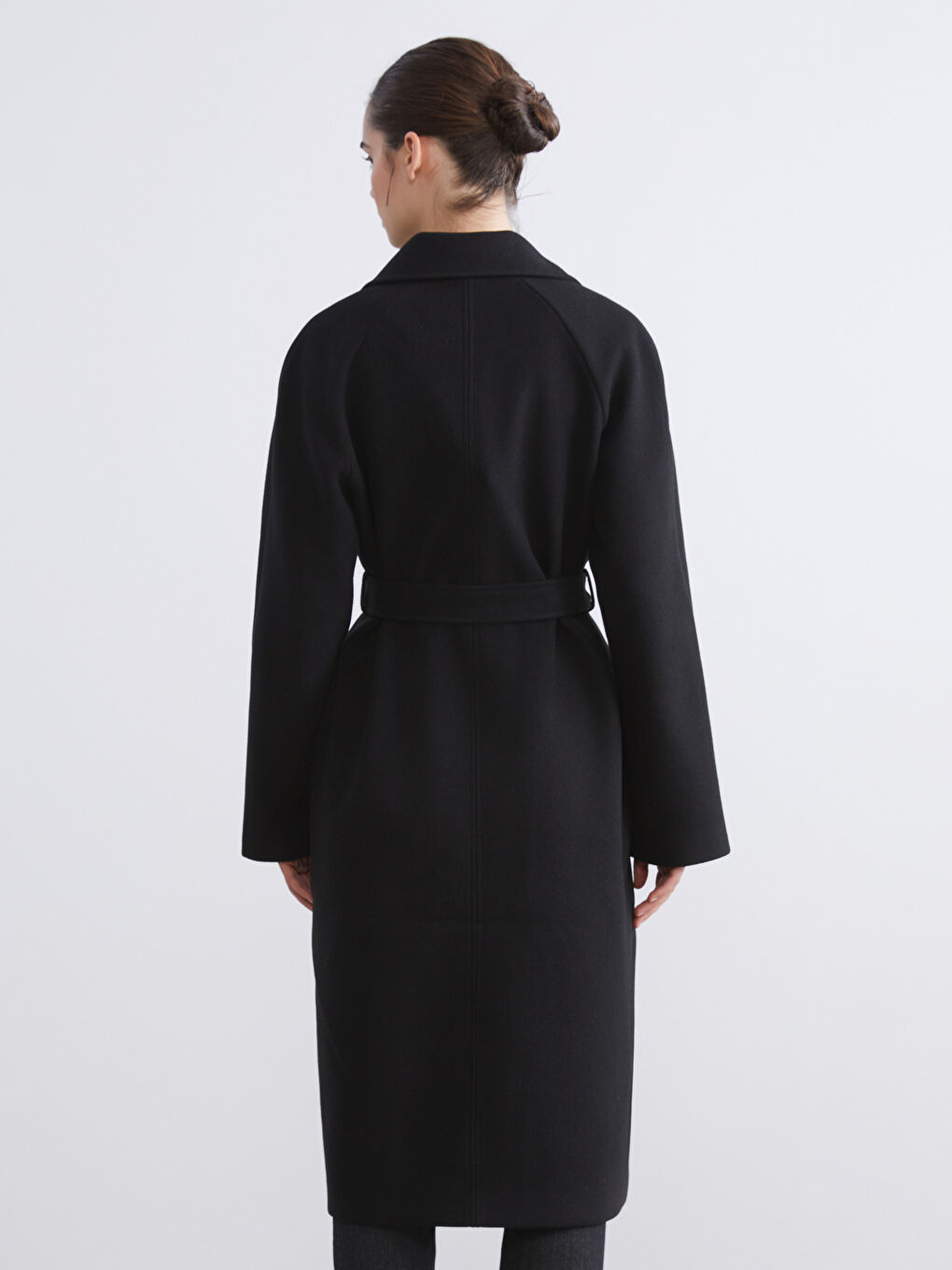 CRNA Kaput od mešavine vune Žena-4