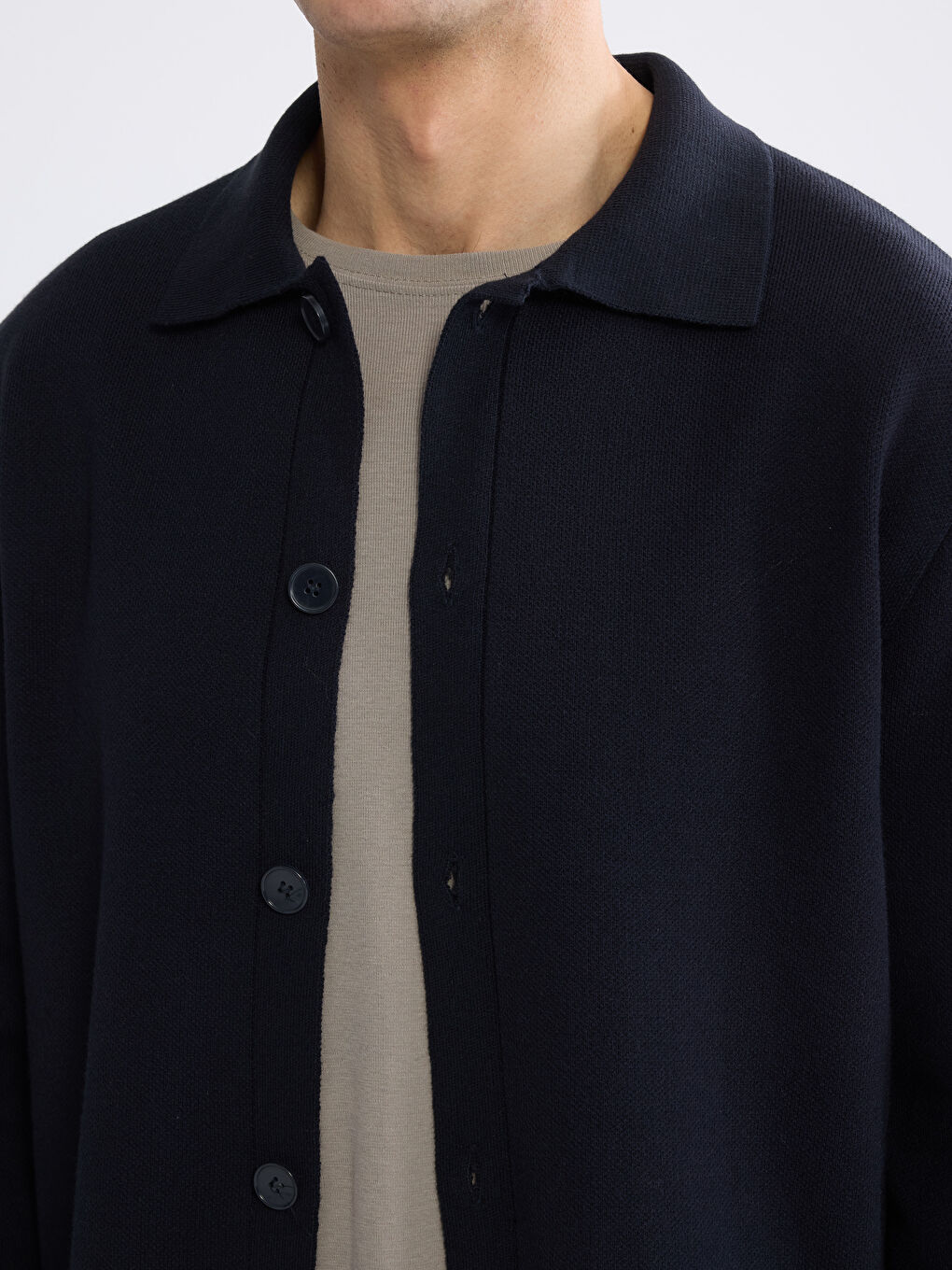 Lacivert Standart Kalıp Erkek Triko Hırka-2