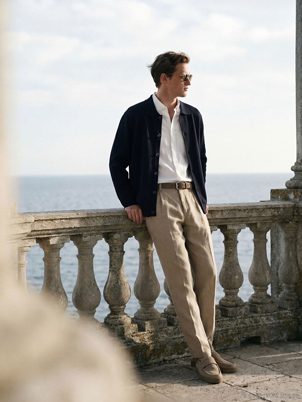 Lacivert Standart Kalıp Erkek Triko Hırka-1