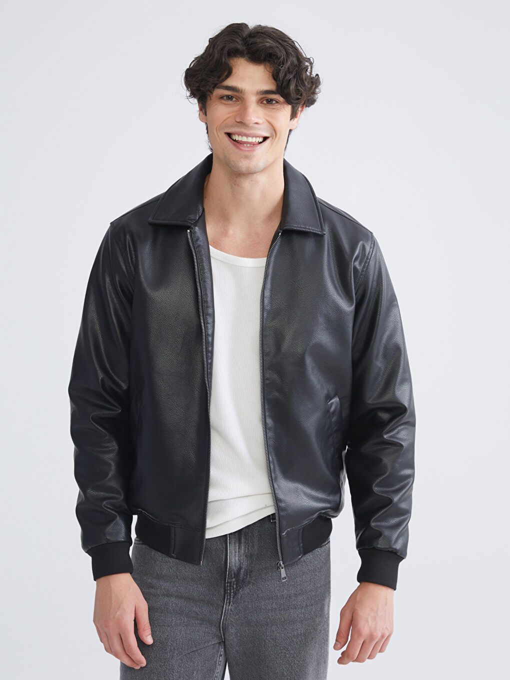 Men's Leather-Look Jacket in a Regular Fit