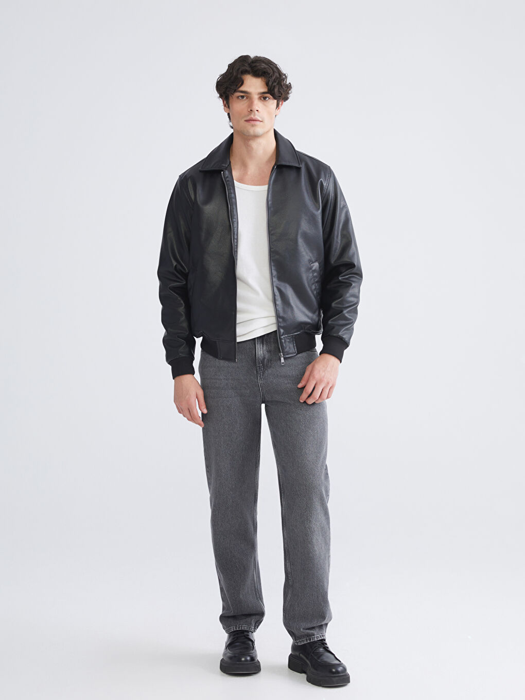 Men's Leather-Look Jacket in a Regular Fit-1