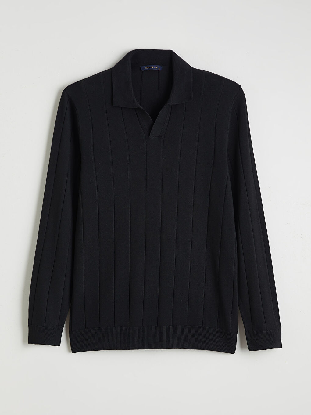 Siyah Polo Yaka Erkek Triko Kazak-4