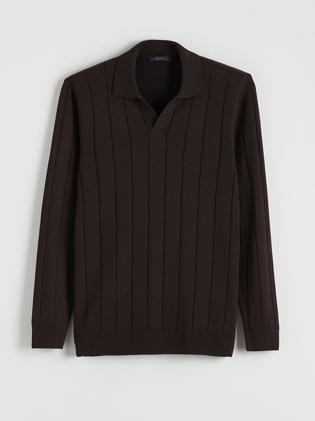 Kahverengi Polo Yaka Erkek Triko Kazak-4