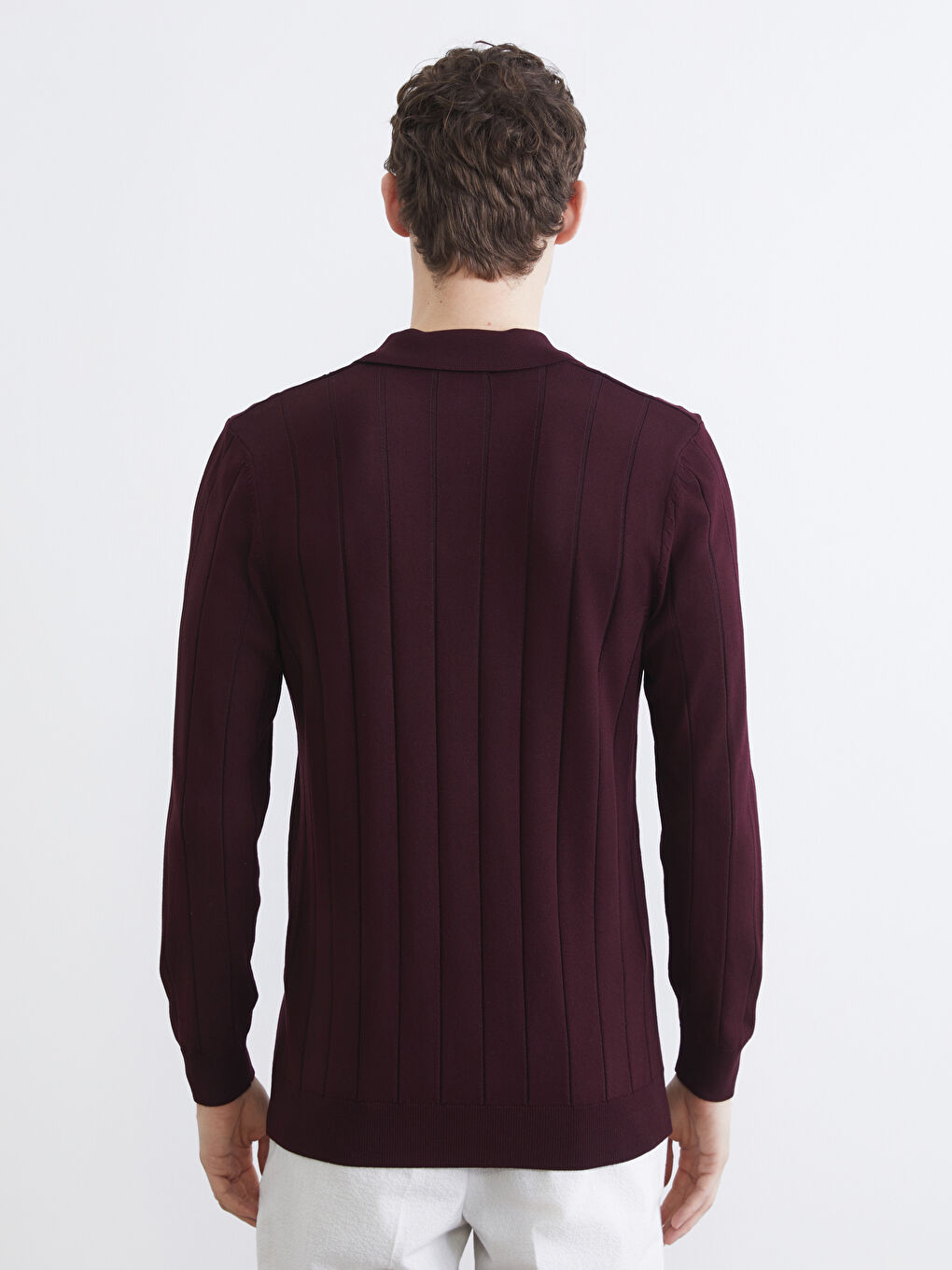 Bordo Polo Yaka Erkek Triko Kazak-3