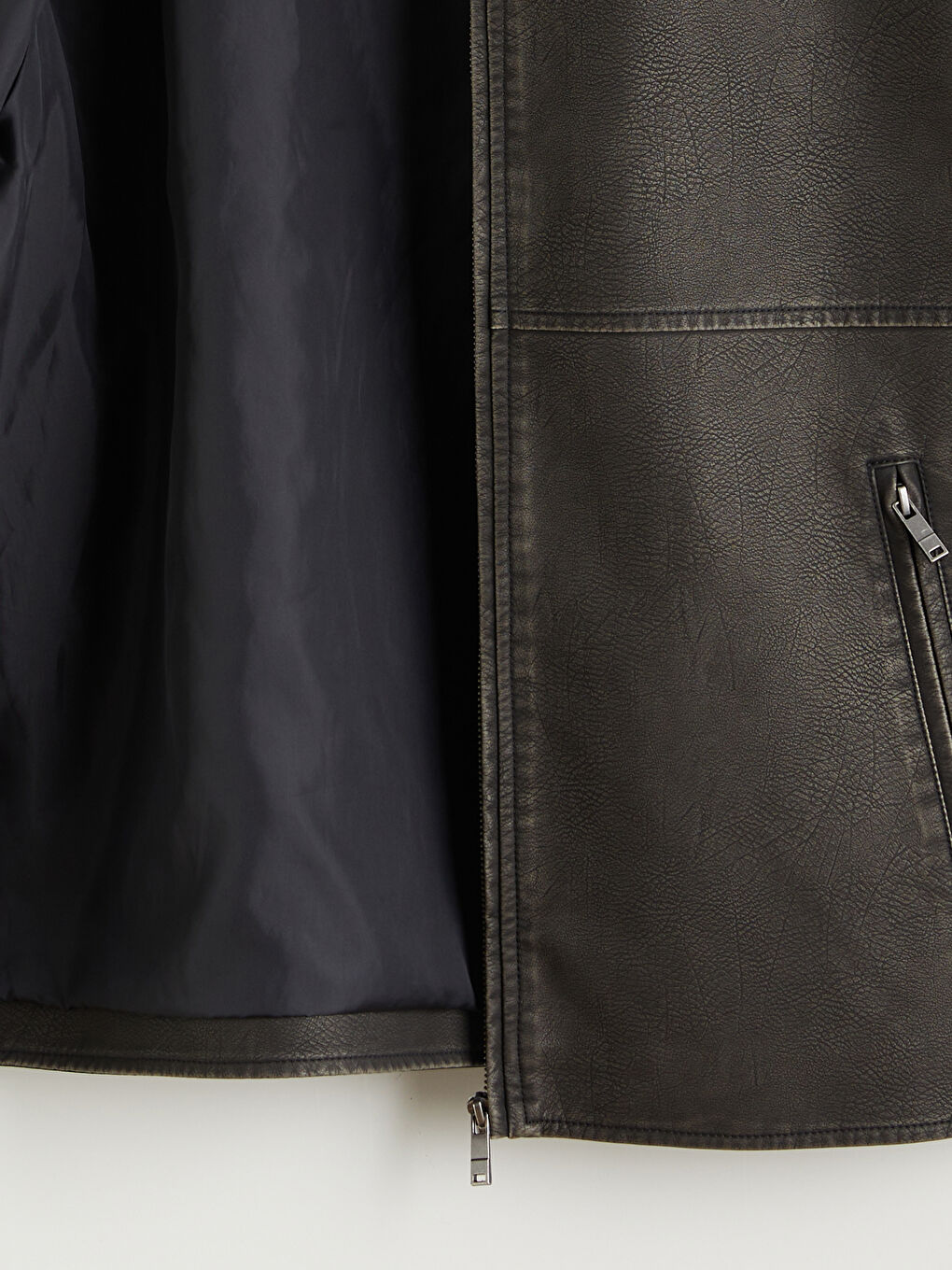 Мъжко яке от изкуствена кожа с класическа кройка-6