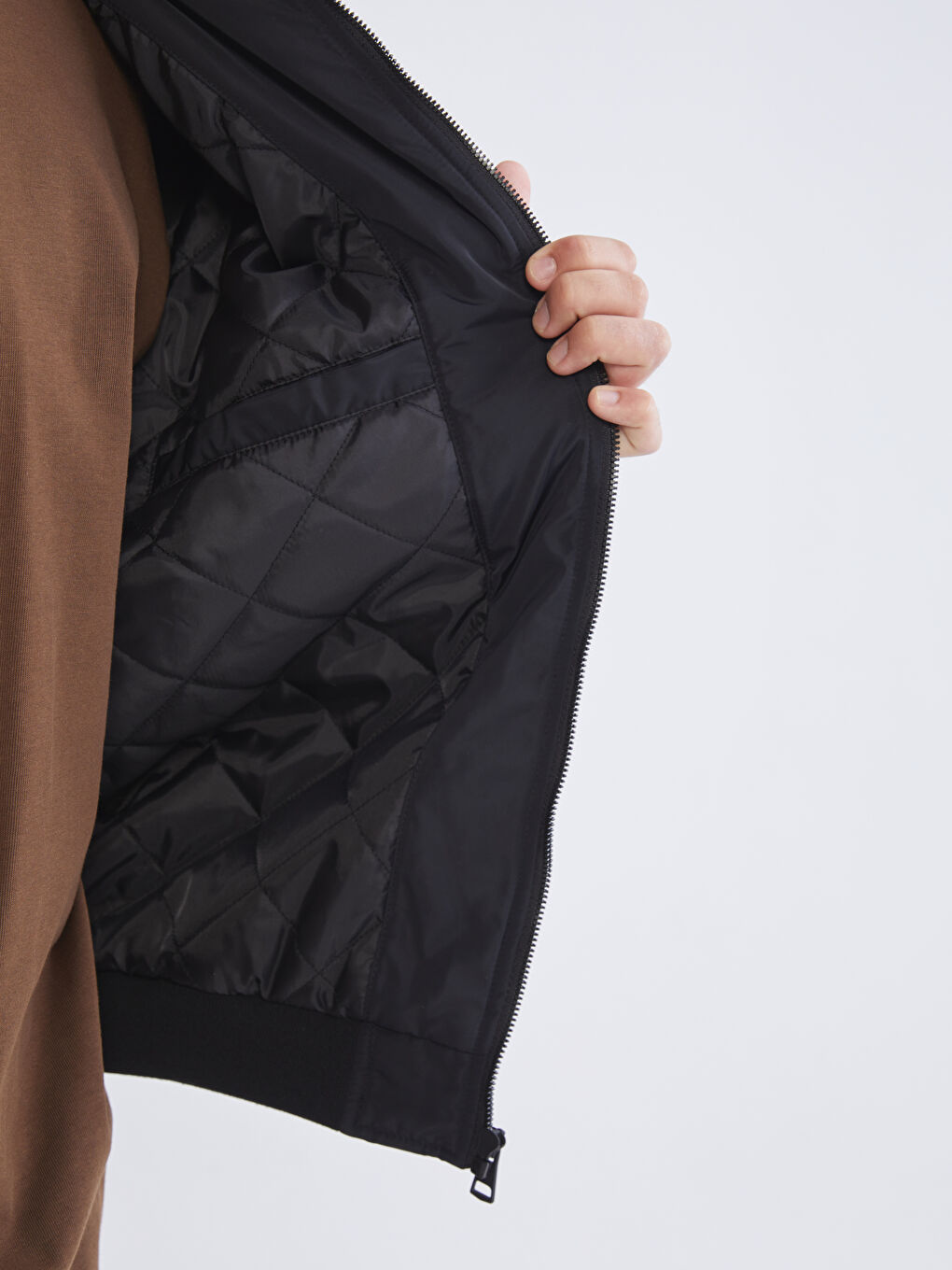 Siyah Standart Kalıp Kolej Yaka Erkek Mont-4