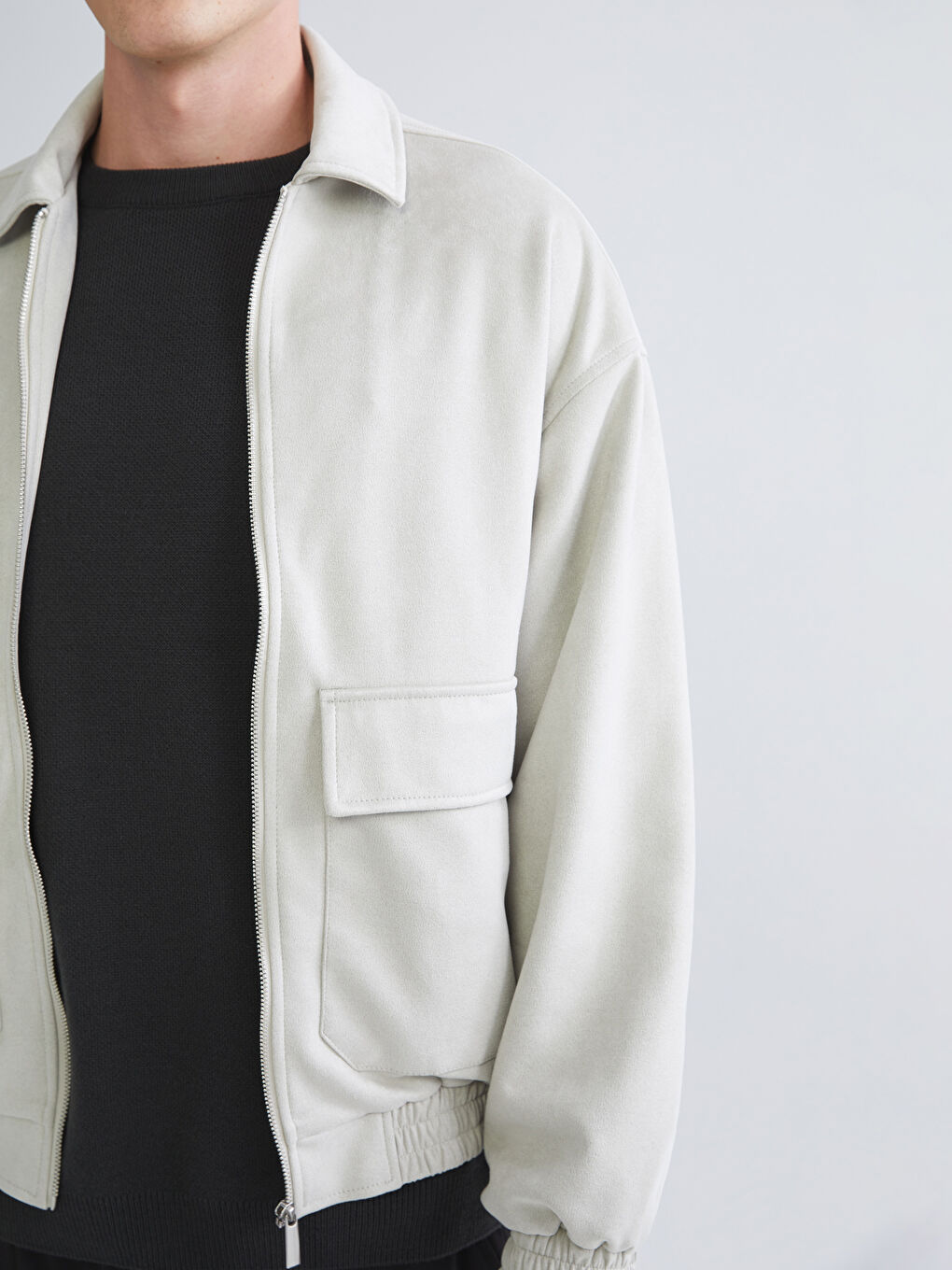 Bej Rahat Kalıp Süet Erkek Mont-2