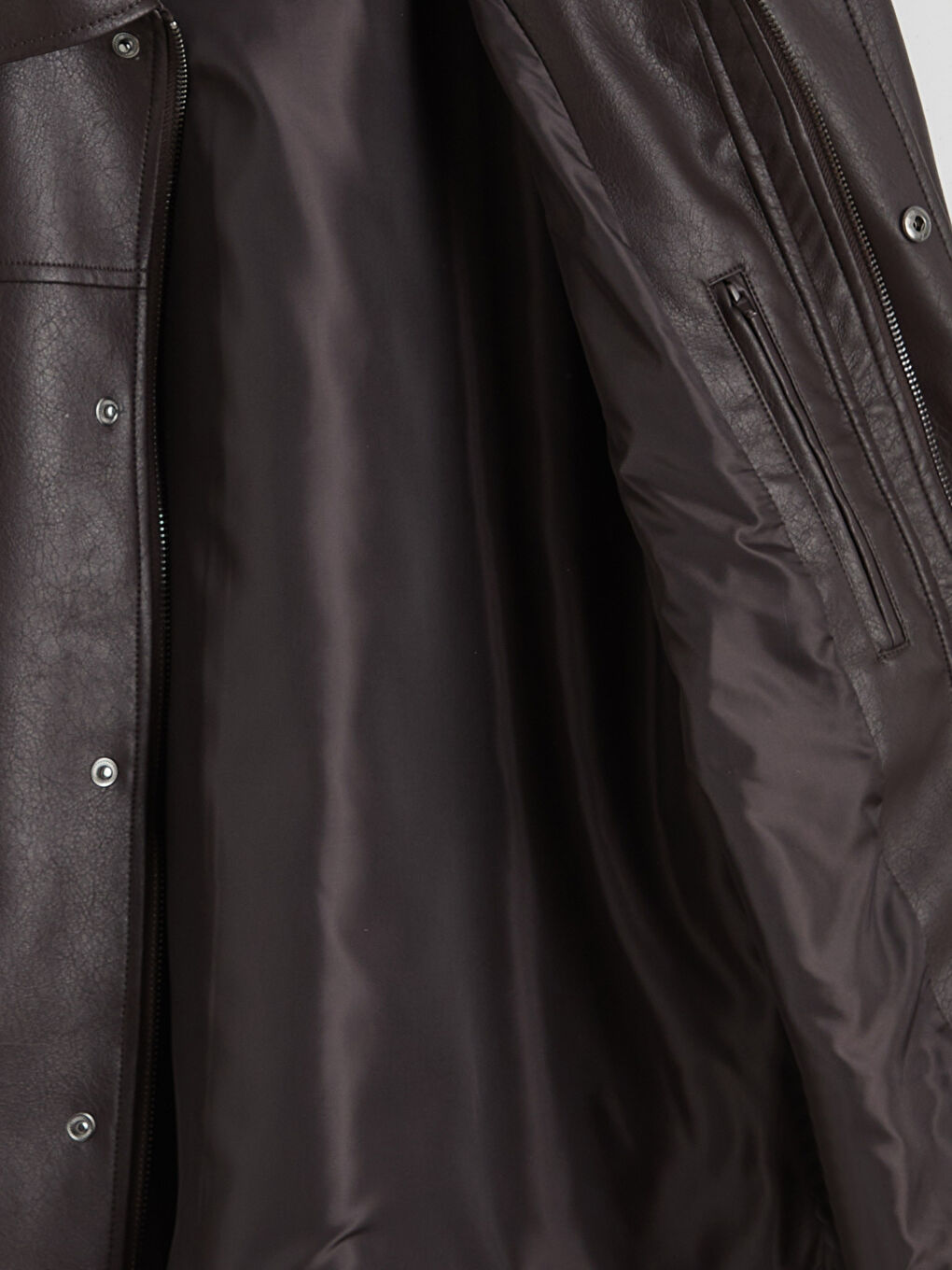 Kahverengi Standart Kalıp Erkek Deri Görünümlü Mont-8